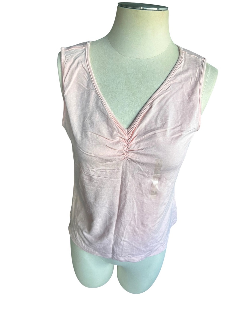 Liz Claiborne Pale Pink V-Neck Ruched Tank